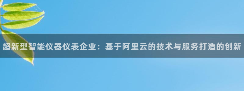 门徒娱乐挂机软件是什么：超新型智能仪器仪表企业：基于阿里云的